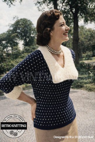 1950s Vintage Knitting Pattern Women’s Fair Isle Sweater Angora Jumper