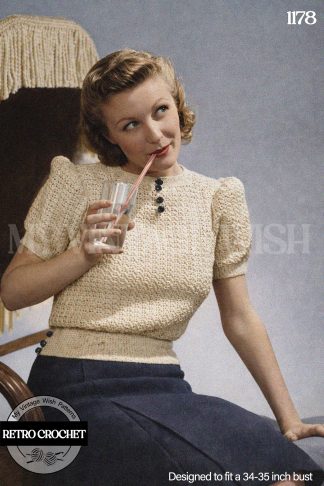 1930s Crochet Blouse Pattern with Puff Sleeves – Vintage Sweater