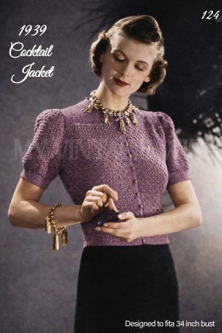 1930s Cocktail Jacket Knitting Pattern – Vintage Evening Cardigan