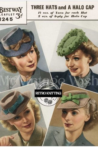 1940s Vintage Knitting Pattern – 4 Wartime Hat Designs
