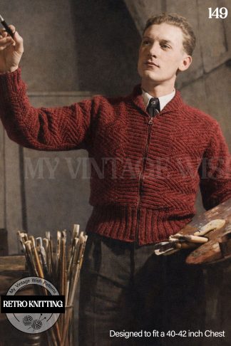Vintage 1940s Men’s Lumber Jacket Knitting Pattern