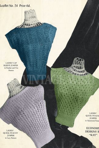 1950s Rockabilly Sweater Knitting Pattern – Vintage Pin Up Fitted Jumper (Retro 50s Style)