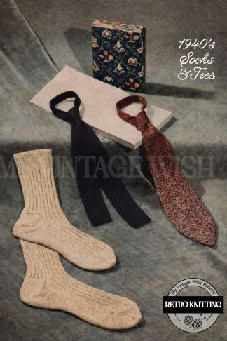 1940s Men’s Socks and Tie Knitting Pattern – Vintage Menswear Accessories