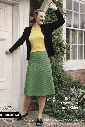 Vintage 1940s Cardigan Suit Knitting Pattern Womens Skirt Ensemble WW2 Era