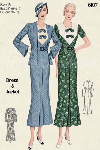 1930s Afternoon Dress & Jacket Sewing Pattern – Vintage Bust 36"