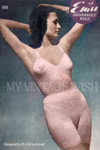 Vintage 1940s Vamp Style Camisole & Panties Knitting Pattern – Bust 34 Lingerie Set