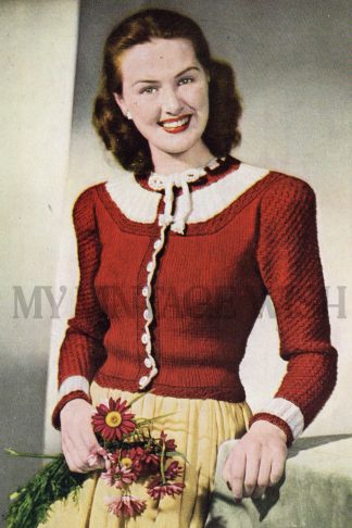 Vintage 1940s Mother & Daughter Peasant Cardigan Knitting Pattern – Bust 30” & 34” Retro Sweater