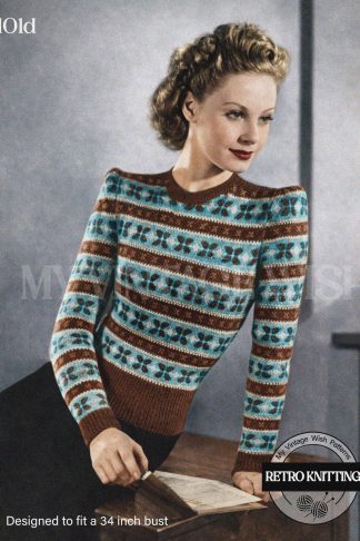1940s Fair Isle Sweater Knitting Pattern – Vintage Colour-work Jumper