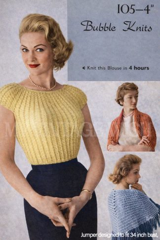 1950s Vintage Rockabilly Bolero Cardigan Knitting Pattern – Retro Shrug Sweater