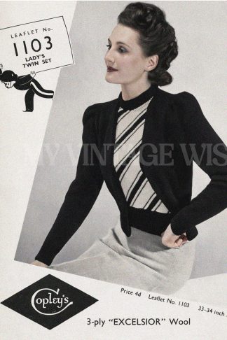 1940s Twin Set Knitting Pattern – Vintage Jumper and Cardigan Set