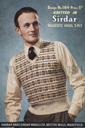 1940s Knitting Pattern Mens Fair Isle Sweater – Vintage Colourwork Pullover (39” Chest)