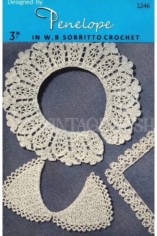 1940s Crochet Collar Pattern – Vintage Round and Pointed Blouse Collars
