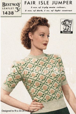 1940s Knitting Pattern Fair Isle Sweater – Vintage Jumper (Bust 34)