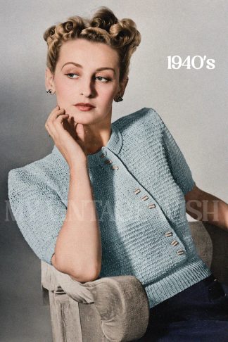 1940s Vintage Knitting Pattern Button Front Blouse Retro Sweater Top Classic Cardigan Style