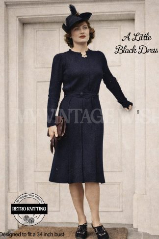 1940s Vintage Knitting Pattern Wartime Little Black Frock Classic Dress Pattern