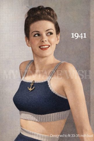 1940s Sun Top Knitting Pattern Bust 33–35, Wartime Make Do and Mend Summer Top
