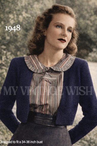1940s Moss Stitch Bolero Knitting Pattern Bust 34–36 Vintage Ladies Shrug Cardigan