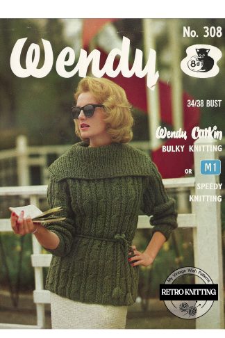 1950s Ladies Chunky Cable Sweater Knitting Pattern – Vintage Retro Pullover