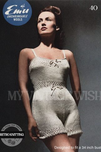 1940s Cami-knickers Knitting Pattern Vintage Lingerie Designer Style Bust 34