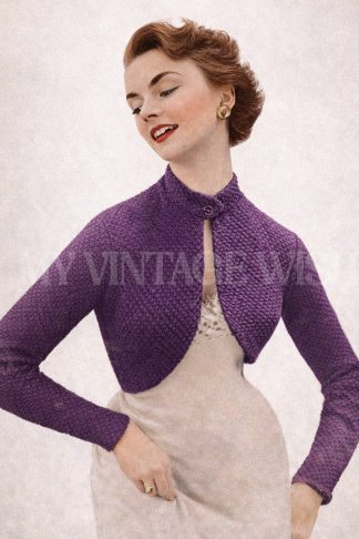 1950s Blackberry Stitch Bolero Knitting Pattern Vintage Ladies Shrug Three Sizes