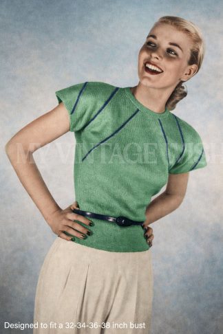 1940s Casual Sweater Knitting Pattern – Vintage Pullover Jumper