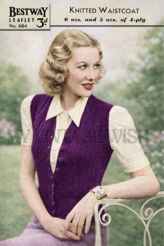 1940s Ladies Waistcoat Knitting Pattern – Vintage Fitted Vest Top