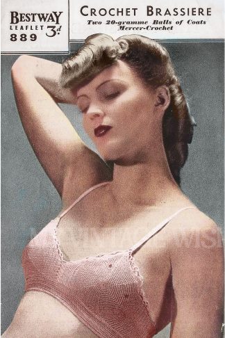 Vintage 1940s Crochet Bra Pattern – Easy Wartime Lingerie Design (32–34 Bust)