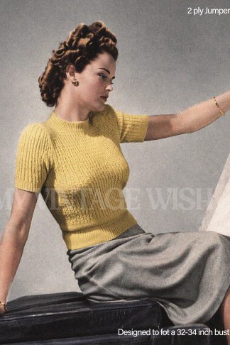 1946 Fitted Sweater Knitting Pattern, Vintage Ladies Jumper, Classic 1940s Pullover