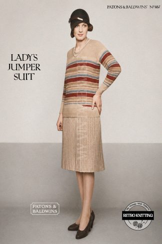 1920s Vintage Knitting Pattern Women’s Jumper and Skirt Set – Flapper Style Knitted Suit, 34 Bust