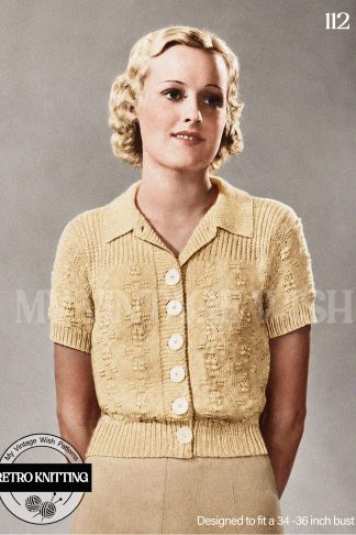 1930s Vintage Knitting Pattern, Womens Cardigan Sweater, Button Front Knit Top, PDF Download or Printed Copy