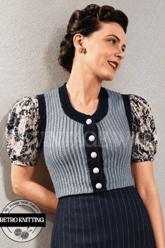 Vintage 1930s Ladies' Peasant Waistcoat Knitting Pattern