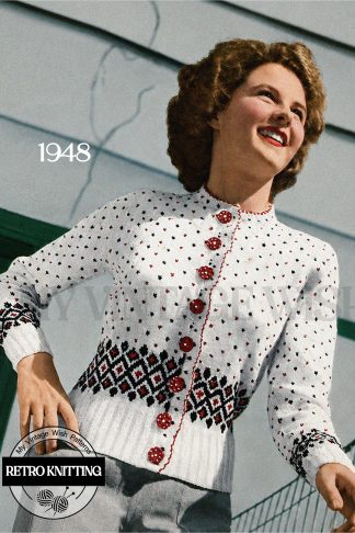 1940s Ladies Fair Isle Cardigan Knitting Pattern (1948)