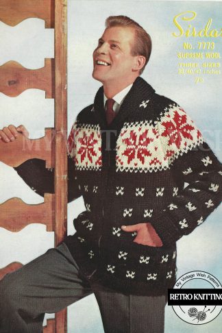 1950s Men's Fair Isle Jacket Knitting Pattern in 3 Sizes
