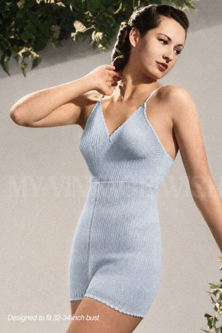 1930s Knitted Vamp Style Vest and Panties Pattern | Women's Vintage Lingerie Bust 32–34