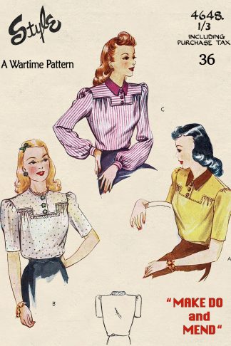1940s Make Do and Mend Blouse Sewing Pattern | WWII Vintage Design