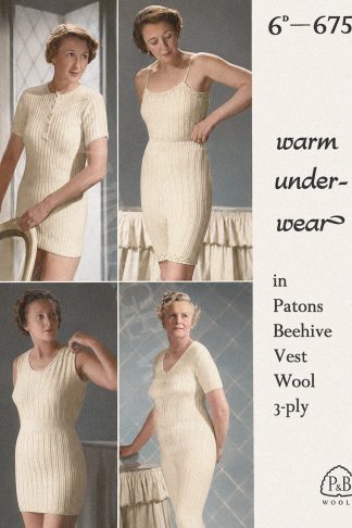 1940s Ladies Thermal Underwear Knitting Pattern | Vest & Knickers Bust 34–38
