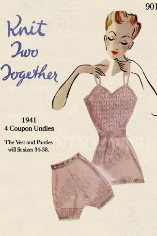 1940s Wartime Knitted Vest and Panties Pattern | Women's Vintage Underwear Bust 34–38