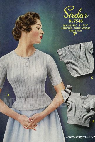 1940s & 1950s Ladies' Winter Vest Knitting Pattern | Three Sizes