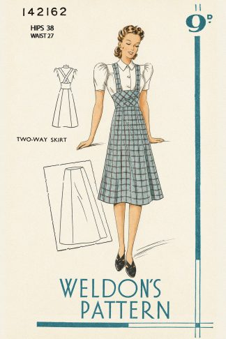 1940s Suspender Skirt Sewing Pattern – 6-Panel Bracer Skirt – Waist 27"