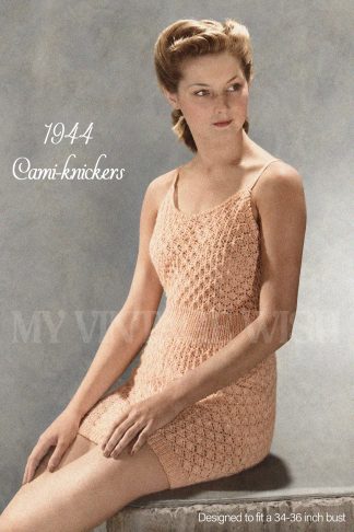 1940s Cami-knickers Knitting Pattern with Buttoned Gusset | Bust 34–36