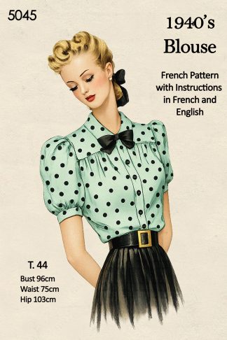 1940s Puff Sleeve Yoke Blouse Sewing Pattern – French Taille 44 Bust 38"