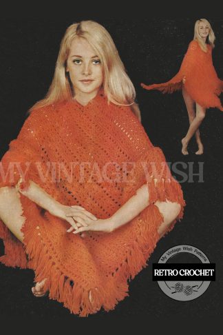 Vintage Crochet Poncho Pattern – Chunky Free Size Design
