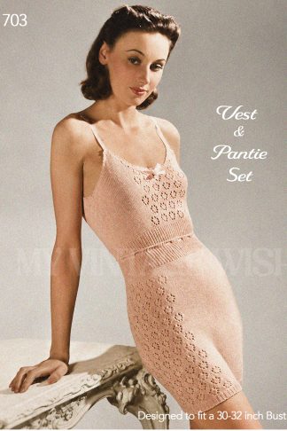 1940s Pretty Knitted Vest and Pantie Set Pattern | Bust 30–32