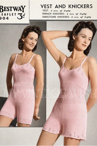1940s Vest with French and Directoire Knickers Knitting Pattern | Bust 34