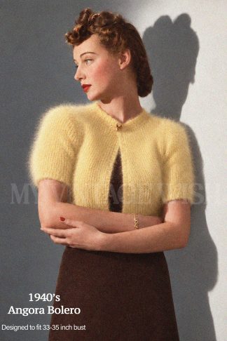 1940s Angora Bolero Knitting Pattern – Short Sleeves, Bust 33–35 Inches