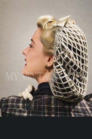 1940s Crochet Hair Snood Pattern – Vintage Mesh Snood with Ribbon Bow