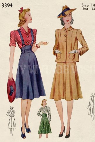1930s Blouse, Suspender Skirt & Jacket Sewing Pattern – 3 Piece Outfit