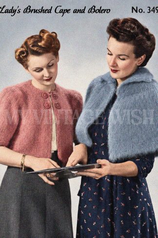 1940s Brushed Wool Cape & Bolero Knitting Pattern – Fluffy Cropped Knitwear
