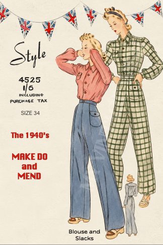 1940s Wartime Slacks & Blouse Sewing Pattern – Women’s Trousers