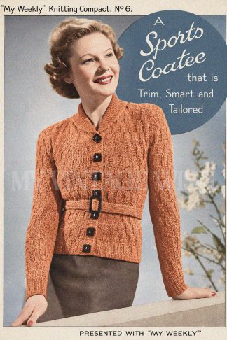 1930s Belted Cardigan Jacket Knitting Pattern – Sports Coatee